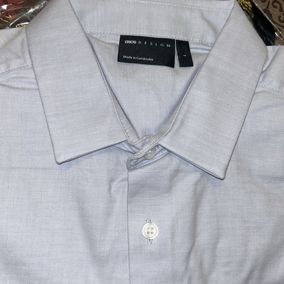 ASOS DESIGN regular fit shirt in Light Gray Size L - Picture 6 of 10